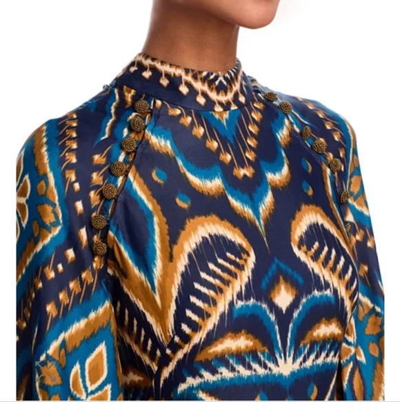 FARM Rio Women's Pineapple Ikat Raglan Sleeve Mini Dress Size Large - Picture 2 of 16